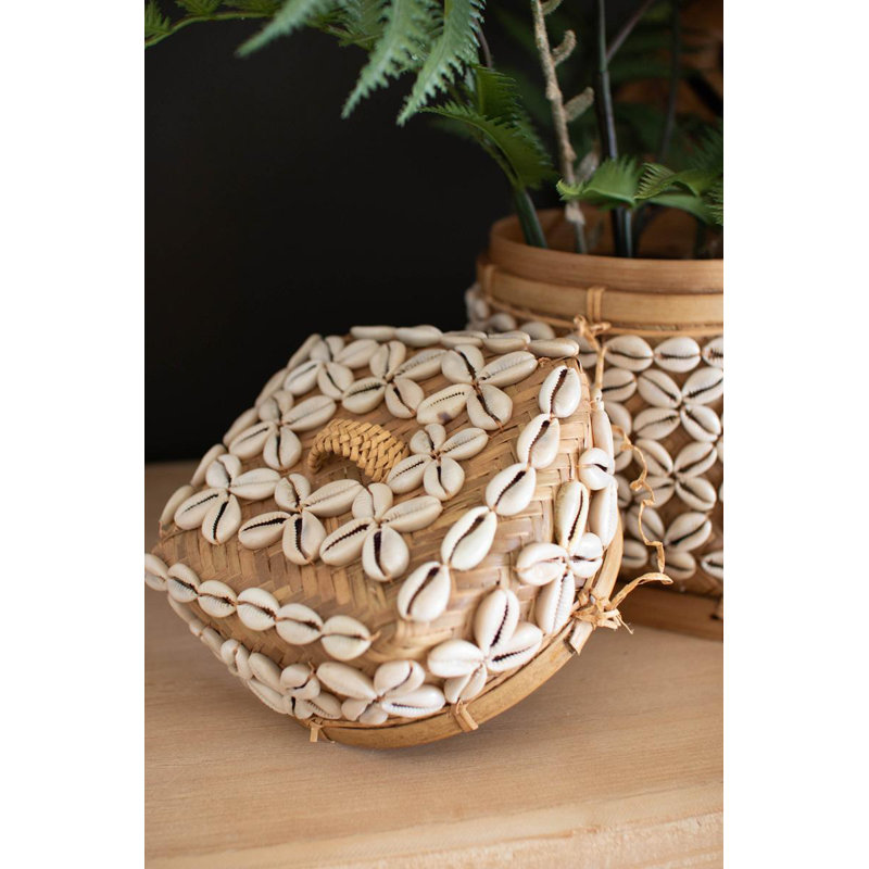 BAMBOU BOÎTE AVEC DÉTAIL DE COQUILLE