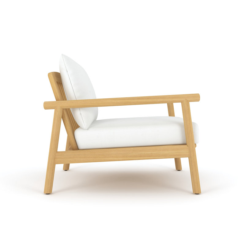 Maia Teak Club Chair, White Cushion, White