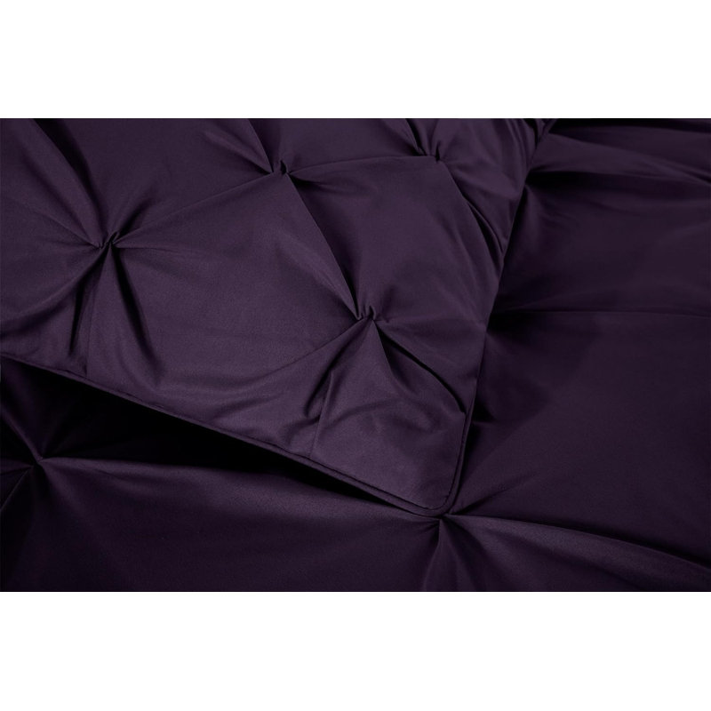 Berlin Pintuck Microfiber 3-Piece Comforter Set, Extra Wide King Comforter + 2 King Shams, Purple