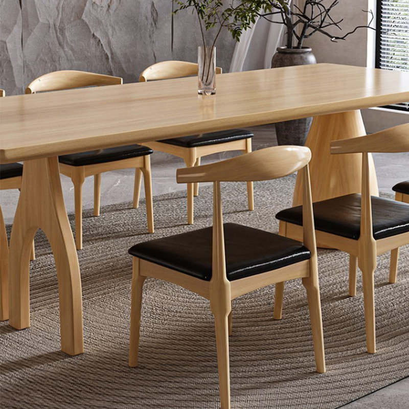 Ensemble de table de salle à manger en bois massif de style japonais, H 29,5 po x L 78,7 po x l 31,4 po