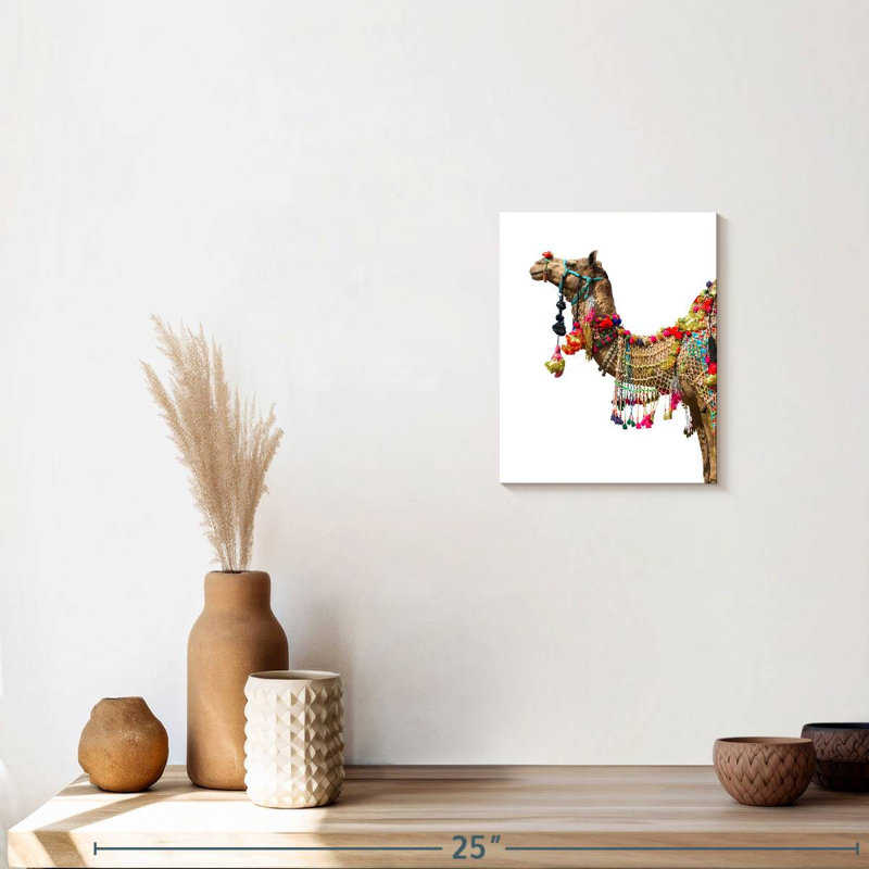 Chameau traditionnel sur toile, H 10 po x l 8 po