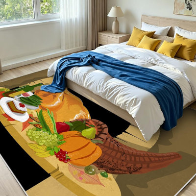 Tapis d'intérieur transparent lavable à la machine, motif dinde et Thanksgiving.