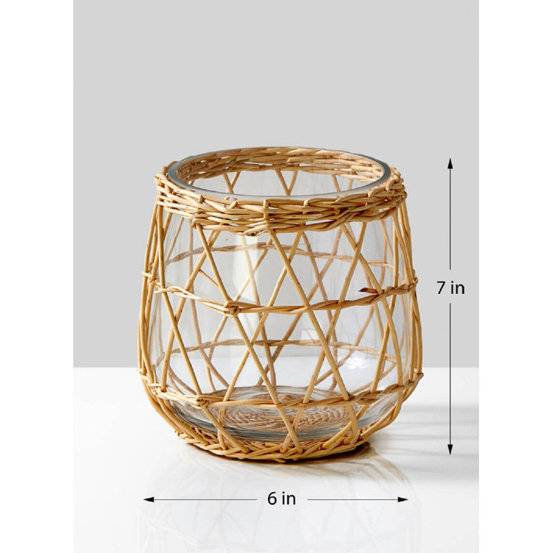 Glass Tabletop Tealight Holder, 7" H x 6" W x 6" D