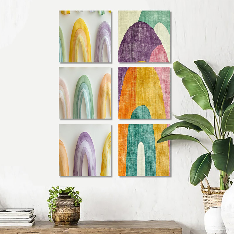 Doux arc-en-ciel - ensemble d'art mural pour chambre de bébé de 6, Toile tendue, Ne s’applique pas