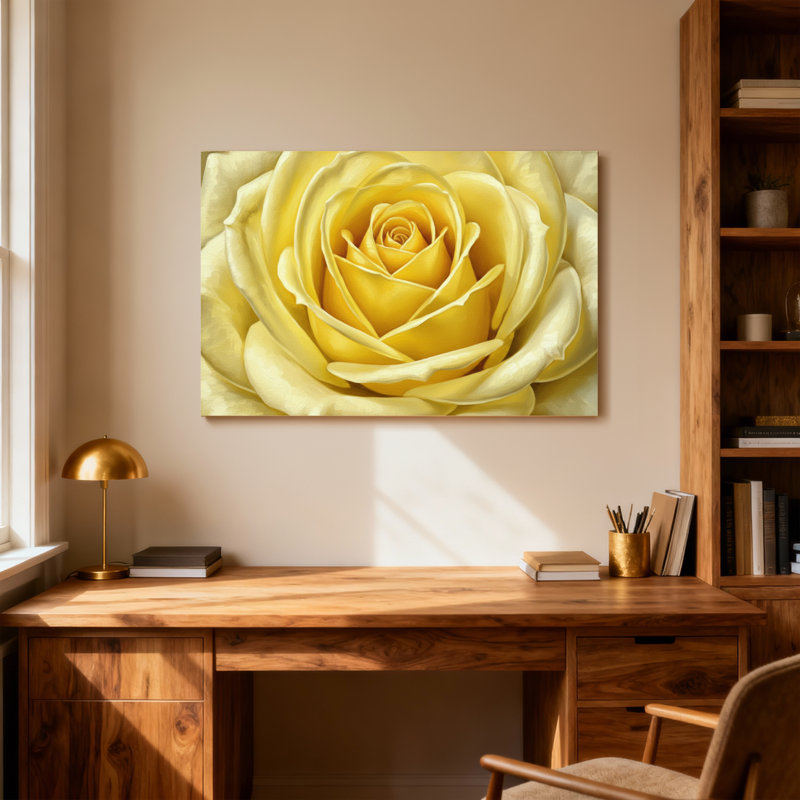 Plantes et fleurs, motif de fleurs roses jaunes, H 28 po x l 40 po