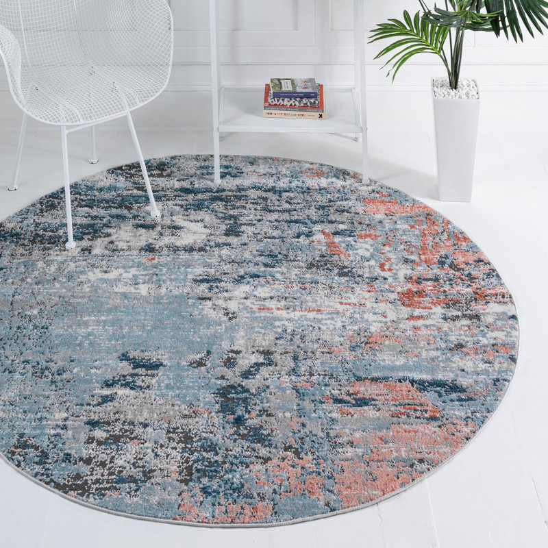 Abstract Indoor Rug, Round 6'