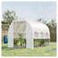 Serre tunnel Outsunny 3 m x 2,1 m x 2,1 m avec couverture en polyéthylène, portes à fermeture éclair et fenêtres en filet, blanche