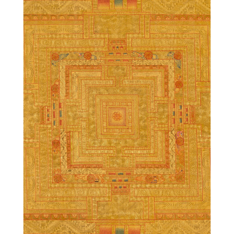 Golden Kalachakra Mandala Thangka (Thangka sans brocart)