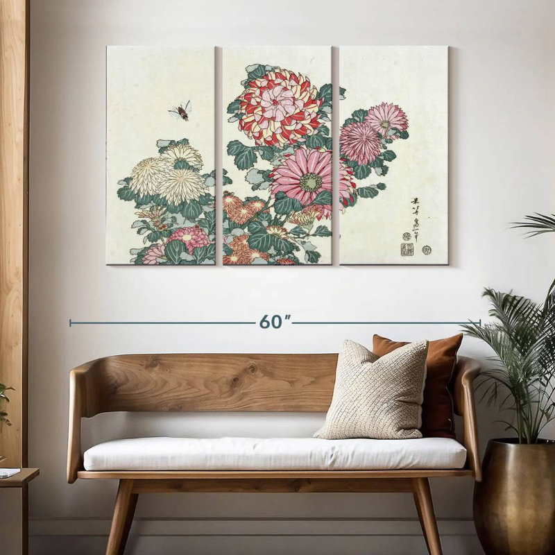 Chrysanthèmes Harnek et une abeille, H 32 po x l 50 po