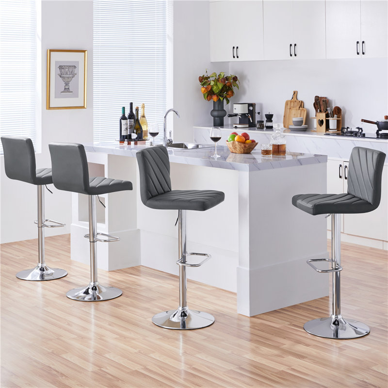 Height Adjustable Swivel Bar Stool , Dark Grey, No