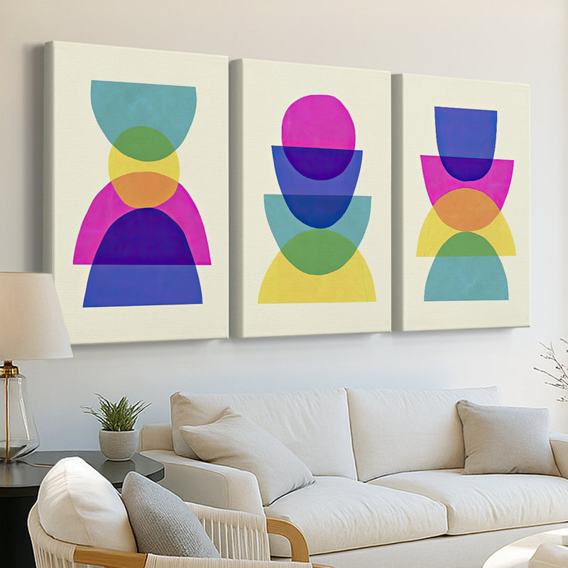 Bright Stack I  -Custom Wrapped Gallery Canvas - 3 Pieces, 48" H x 96" W