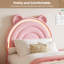 Structure de lit simple avec 2 tiroirs de rangement et lumières DEL, lit plateforme tapissier en velours avec tête de lit arc-en-ciel-212489621