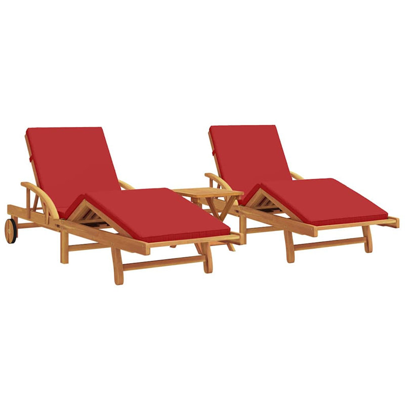 67cm Long Acacia Double Chaise, Red