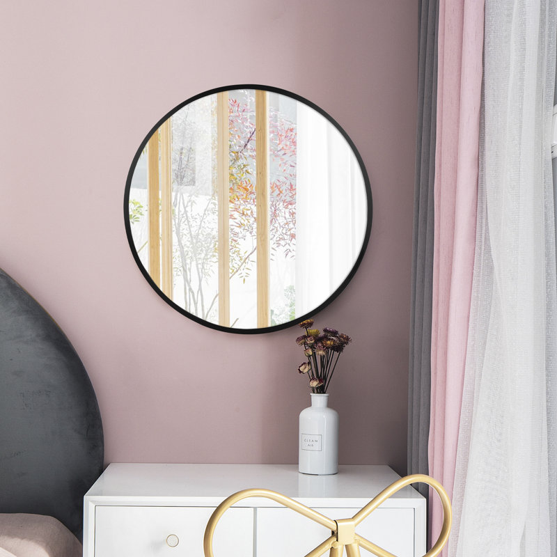 Miroir de maquillage mural LurLine, Noir, 20 po x 20 po