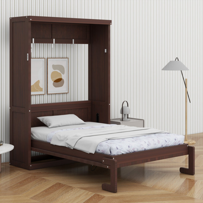 Armoire à lit escamotable pratique pour maisons modernes, Lit simple, Espresso