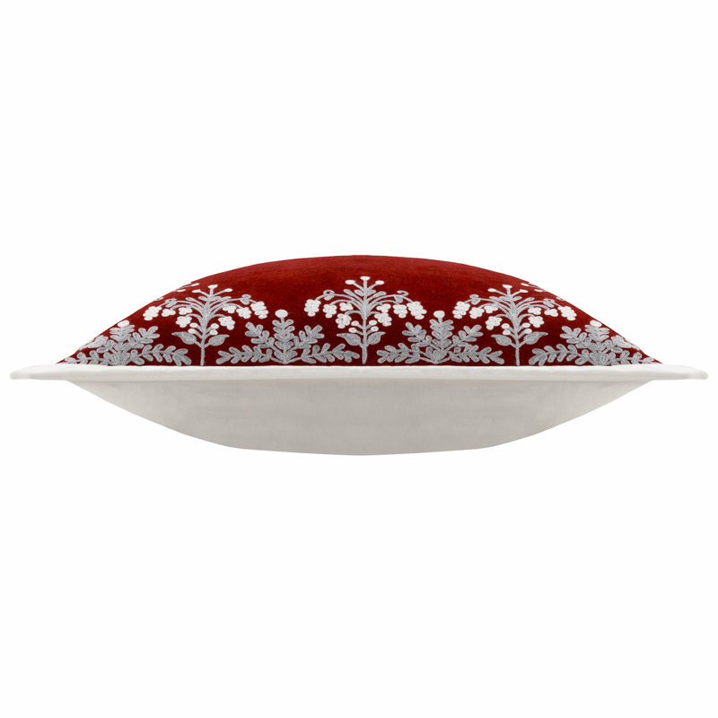 Winter Bloom Square Cushion, Red