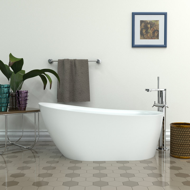 59" x 28" Freestanding Soaking Acrylic Bathtub