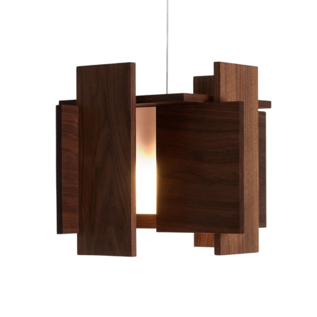 Wooden panel pendant light fixture.