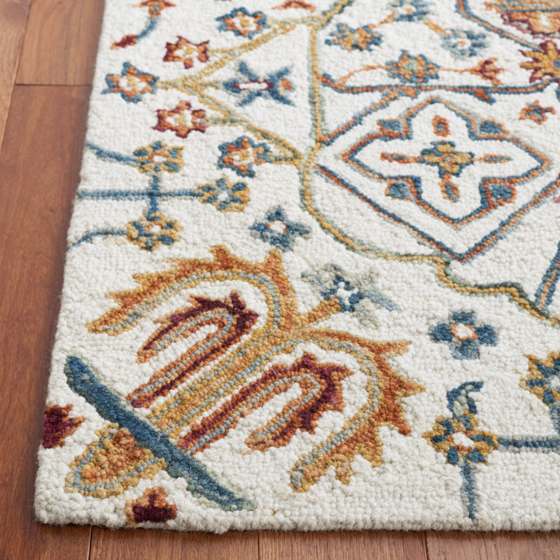 Wahcheechee Southwestern Hand Tufted Wool Area Rug in Ivory/Yellow/Red, Rectangle 3' x 5'