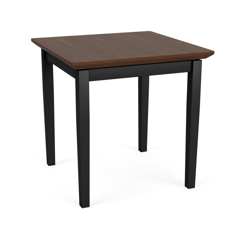 Lenox Steel Waiting Reception End Table Metal Frame 20x20" High Pressure Laminate Top, Black, Riftwood Walnut