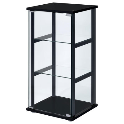 Premium Craftsmanship - Nanko 3-Shelf Clear Glass Curio Display Cabinet Black