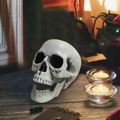 Halloween Skeletons Plastic Realistic Fake Simulation Human Skull HeadBone Model Halloween Prop Realistic Mini Skeleton Spooky Halloween Decoration