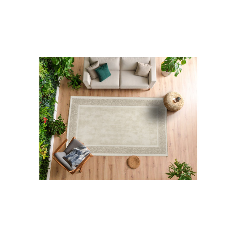 Tapis beige tissé à motif abstrait Mosso, 4'7" x 6'7"