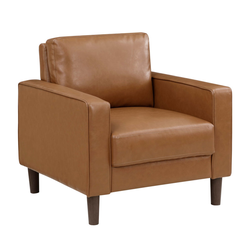 Chaise rembourrée en similicuir de style moderne, Brun