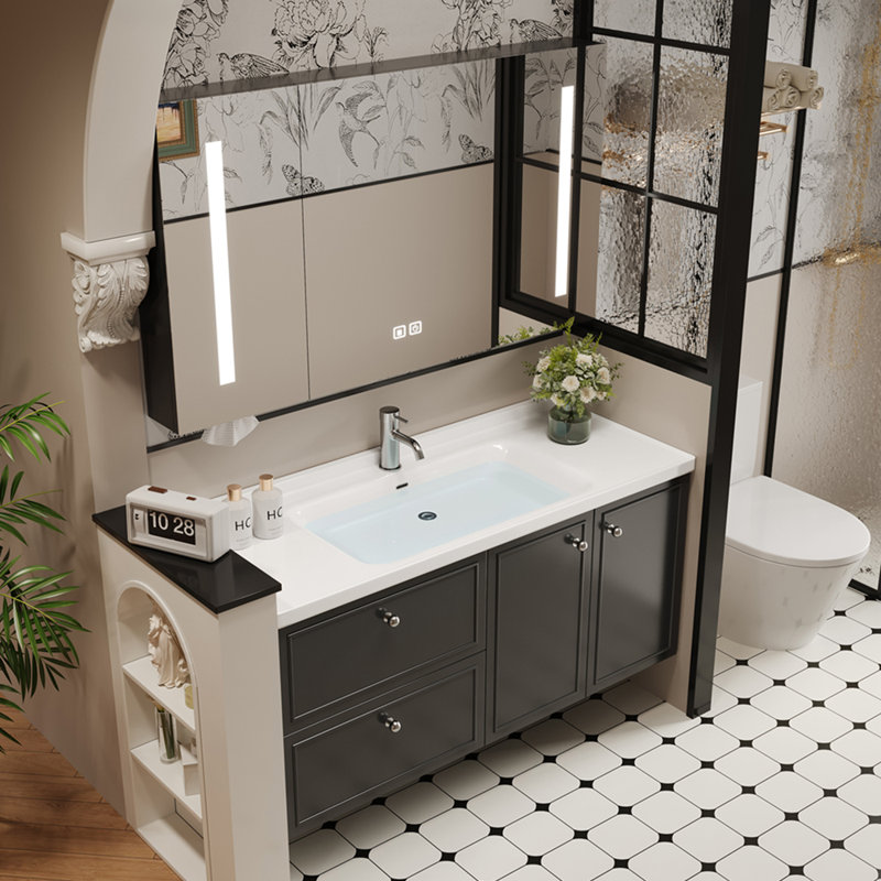 Meuble-lavabo noir simple de style français