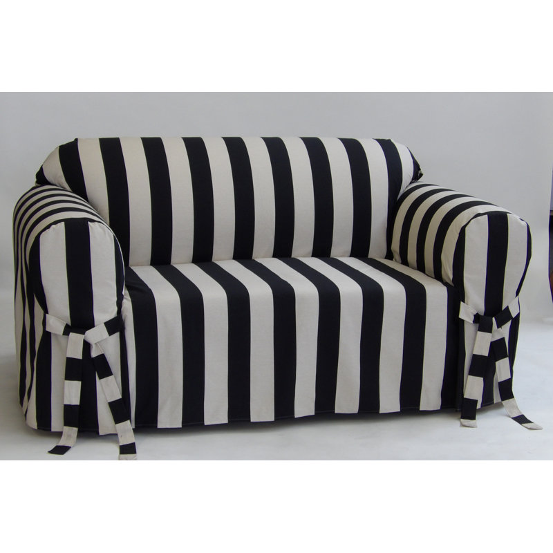 Housse pour coussins à rayures, H 38 po x l 96 po x P 36 po, Noir