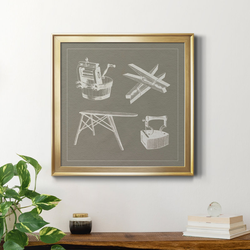 Blanchisserie sur toile avec cadre de qualité supérieure - Prêt à accrocher, H 17,5 po x l 17,5 po x P 1,5 po, Cadre doré