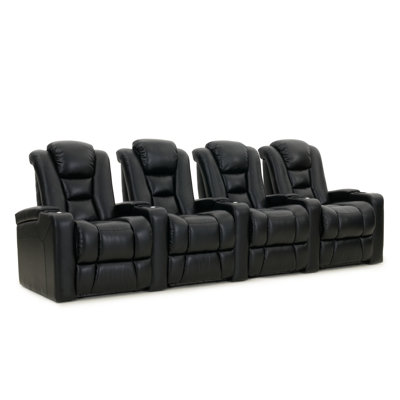 Neanel Faux Leather Power Reclining Home Theater Seating with Cup Holder