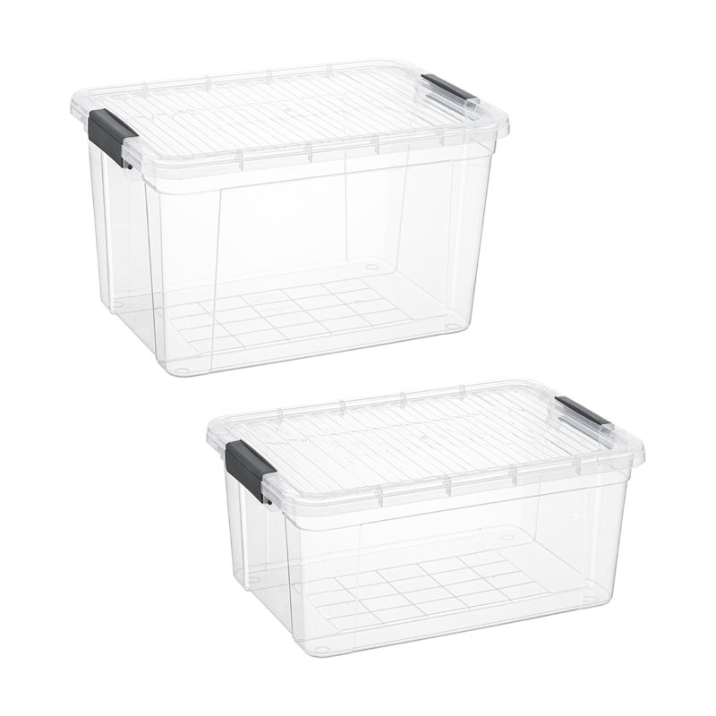  Clear Large Storage Bins with Lid, Plastic Organizing Storage Box for Home, 2 Pack, 44 Qt. and 49 Qt.