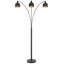 Lampe sur pied arquée bronze foncé H 86 po avec trois abat-jours en métal