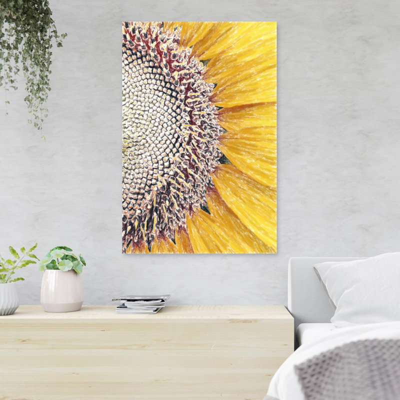 L'autre moitié d'un tournesol - 1 pièce, reproduction d'art graphique sur toile tendue, H 14 po x l 11 po x P 2 po