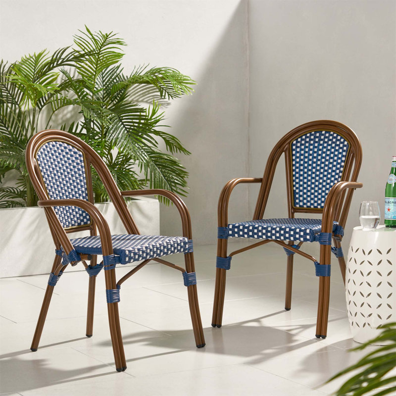 Chaise BISTRO (ensemble de 2), Blanc / Bleu marine