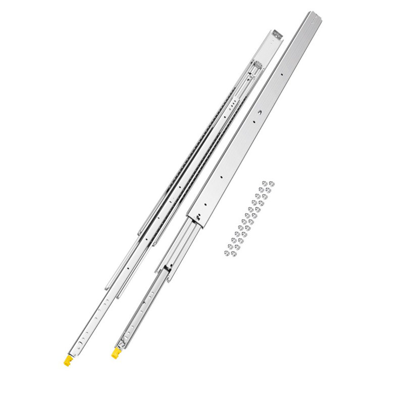 1 Pair Full Extension Drawer Slides 60 in, 500 lbs Load Capacity Locking Drawer Slides, Ball Bearing with Lock Side Mount Drawer Slide Rail