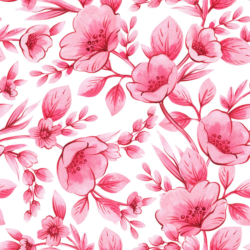 Floral Wall Mural, 125" W x 10.42" L