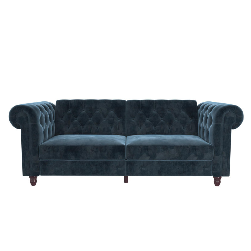 Dimmitt 3 Seater Velvet Sofa, Blue