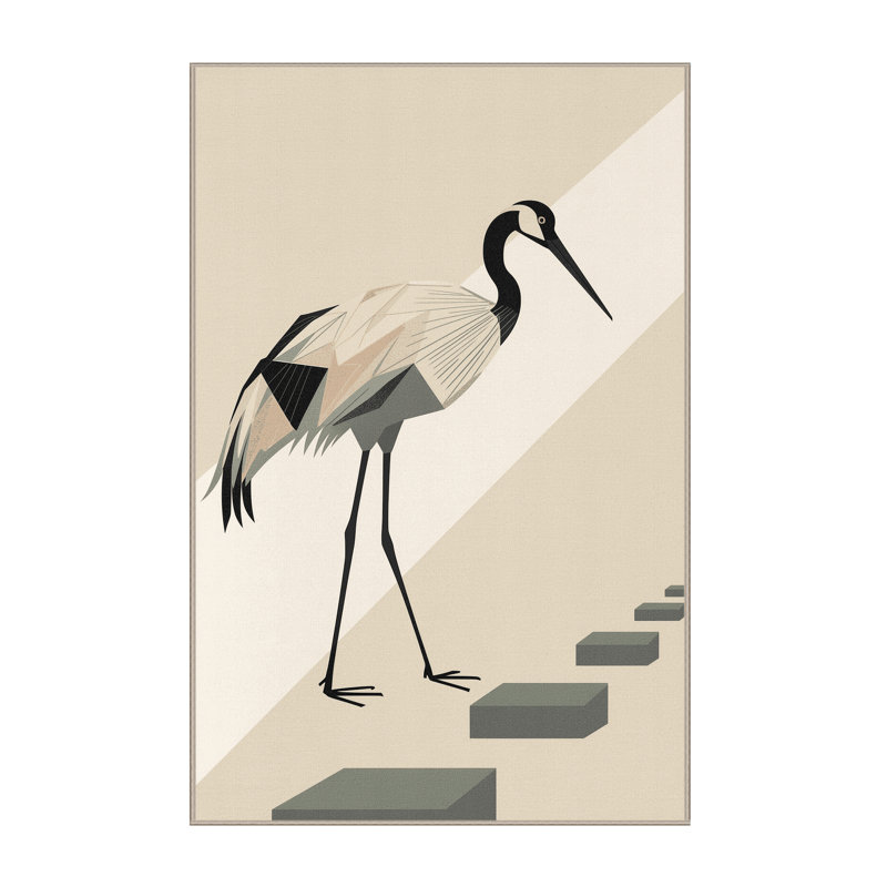 Tapis géométrique beige lavable à la machine Peirsen Crane, 2 x 3