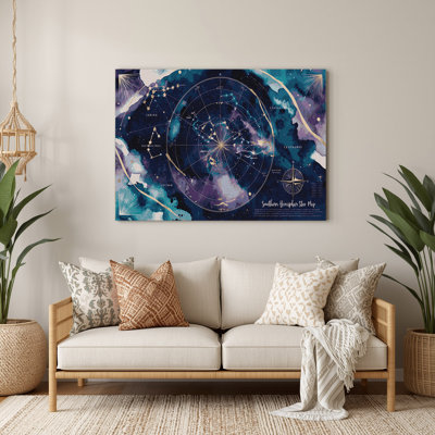Space Southern hemisphere star map Blue Metal Wall Art