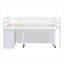 Structure de lit mezzanine pleine grandeur avec rangement et finition de chambre à coucher en bois massif blanc avec bureaux et tiroirs de rangement