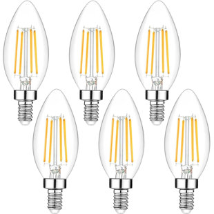 6 paquets de 6 ampoules candélabres à DEL à intensité variable E12 40Watt 2700K blanc chaud 450Lumens 4W Lustre rétro