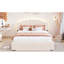 Teddy Fleece Queen Size Upholstered Platform Bed With Drawer, Beige