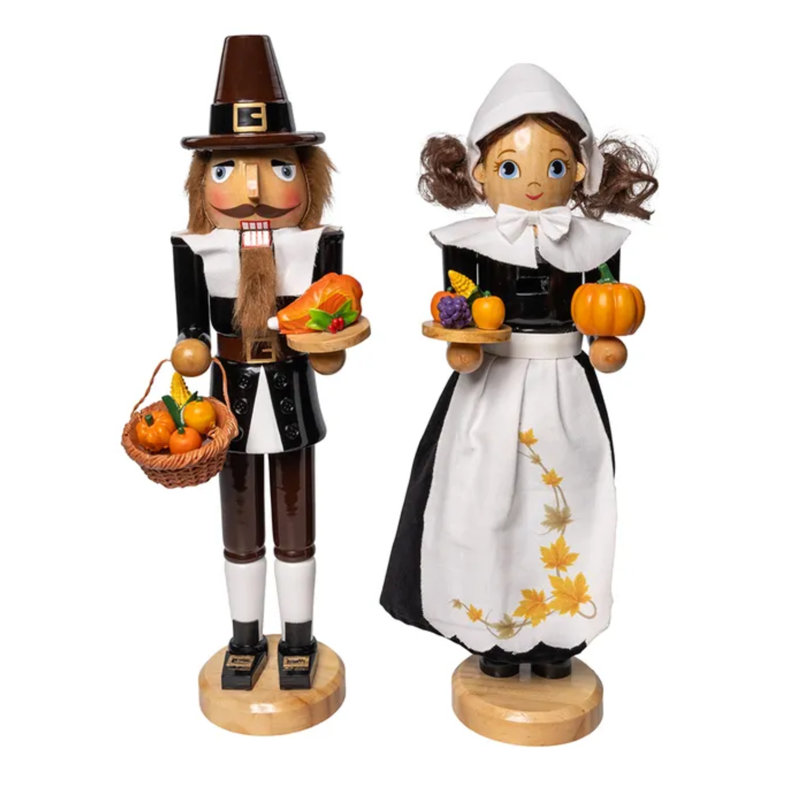 Kurt Adler 15-Inch Pilgrim Nutcrackers 2-Piece Set