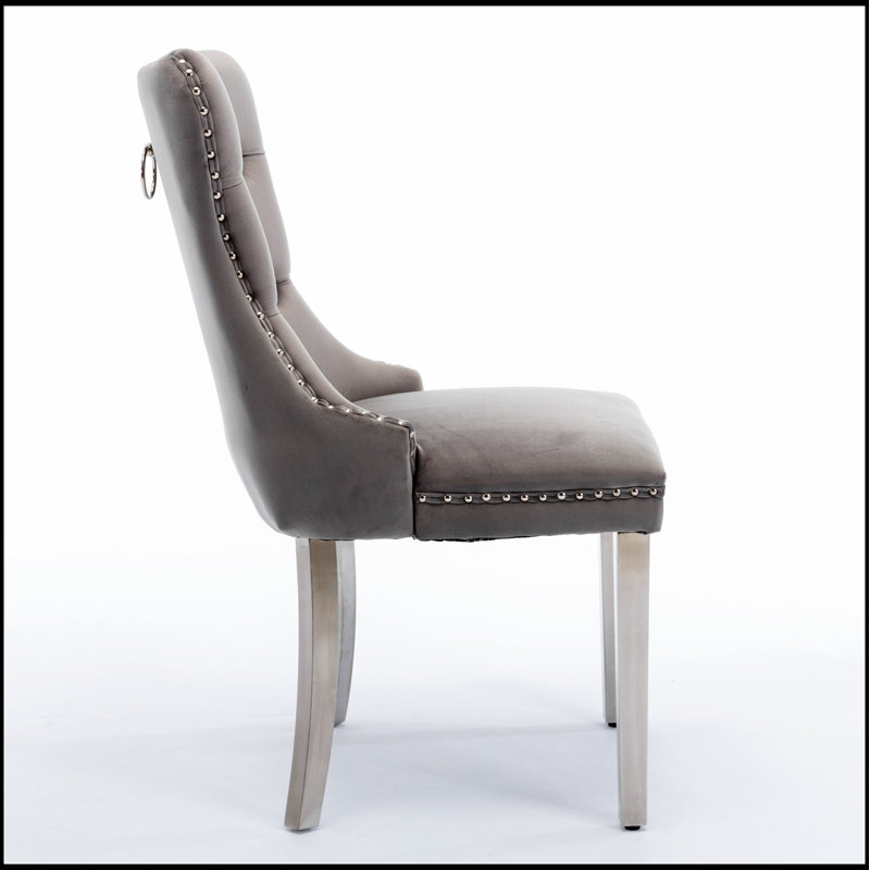 Chaise de salle à manger rembourrée en velours de bois massif haut de gamme, alliant élégance et confort pour une salle à manger moderne