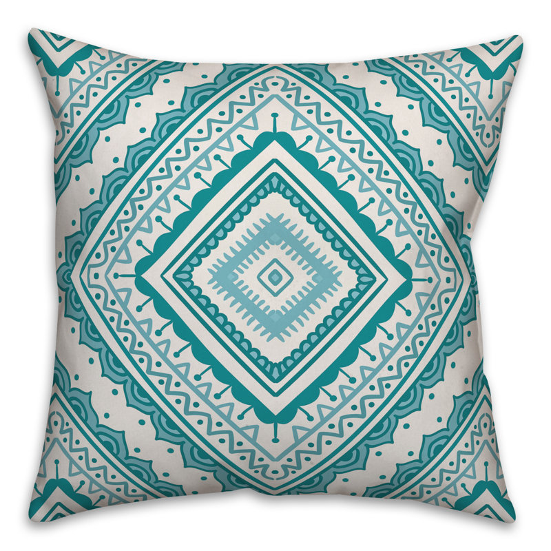 Geometric Throw Pillow, 18" x 18", Teal