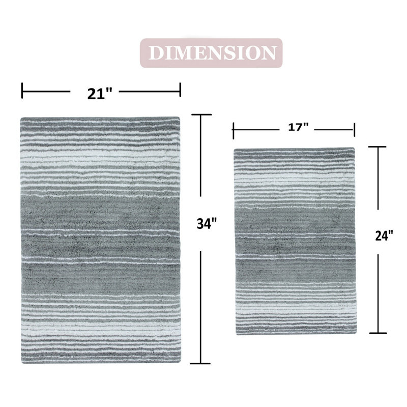 Tapis de salle de bain 100% coton Gradiation Rug Collection (ensemble de 2), Gris