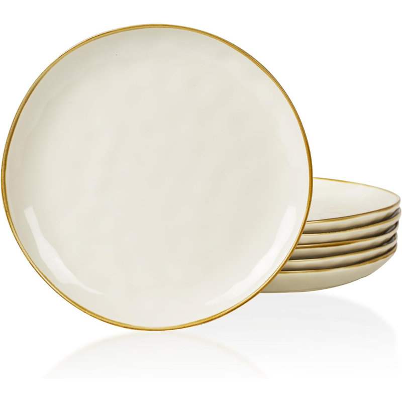 Assiette plate en grès 10,25 po Leny, Blanc vanille