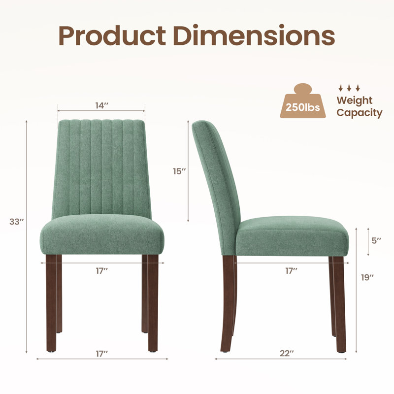 Chaises de salle à manger rembourrées modernes avec pieds en noyer, Vert